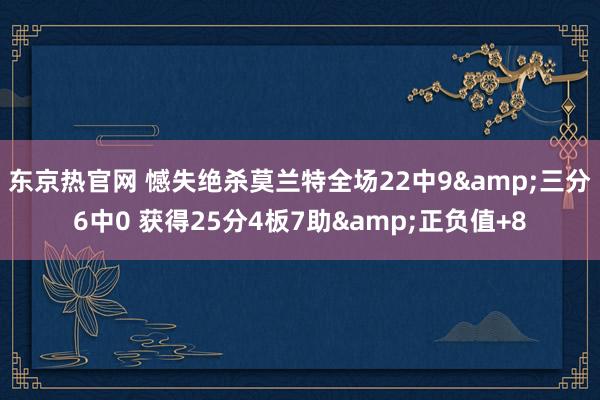 东京热官网 憾失绝杀莫兰特全场22中9&三分6中0 获得25分4板7助&正负值+8