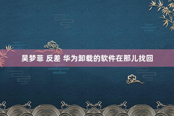 吴梦菲 反差 华为卸载的软件在那儿找回