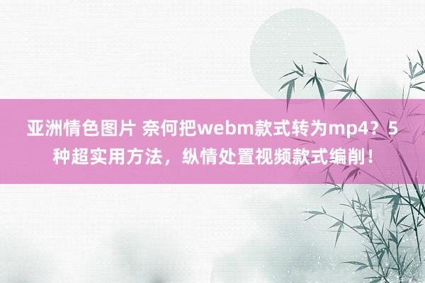 亚洲情色图片 奈何把webm款式转为mp4？5种超实用方法，纵情处置视频款式编削！