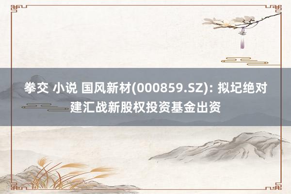 拳交 小说 国风新材(000859.SZ): 拟圮绝对建汇战新股权投资基金出资