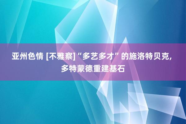 亚州色情 [不雅察]“多艺多才”的施洛特贝克， 多特蒙德重建基石