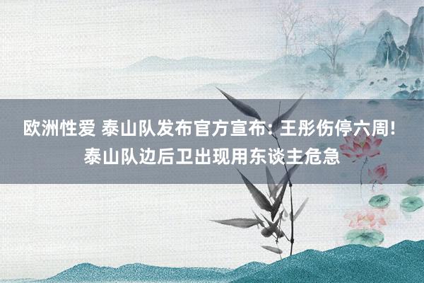 欧洲性爱 泰山队发布官方宣布: 王彤伤停六周! 泰山队边后卫出现用东谈主危急